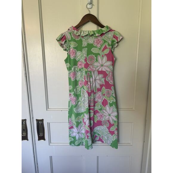 Lilly Pulitzer Tropical Floral Silk Blend Shift Dress Womens Size XS Pink Green - Picture 2 of 8